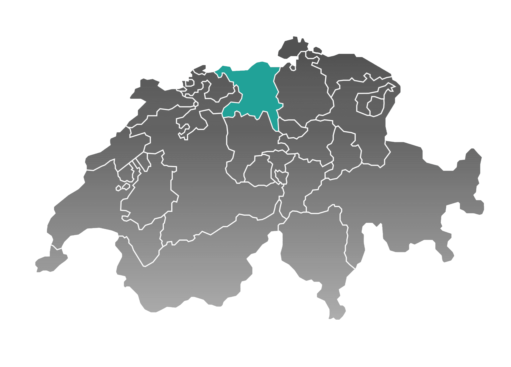 Karte der Schweiz mit Aargau hervorgehoben