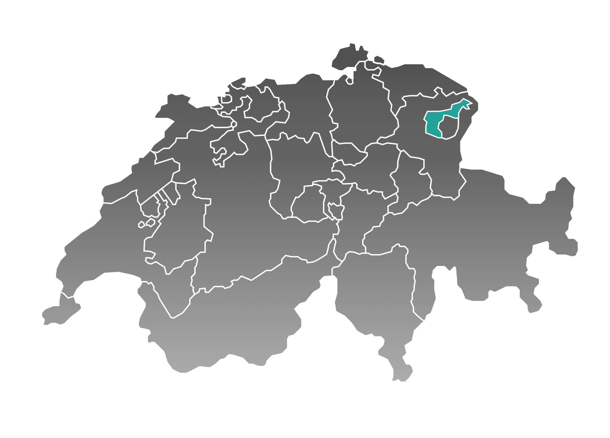 Karte der Schweiz mit Appenzell Ausserrhoden hervorgehoben