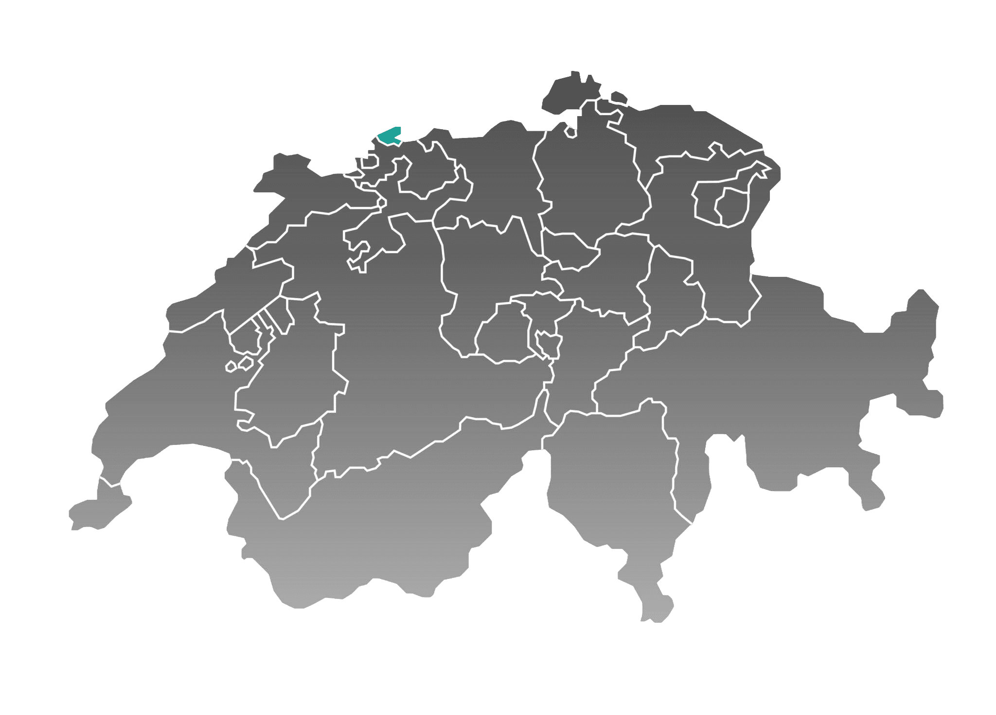 Karte der Schweiz mit Basel-Stadt hervorgehoben
