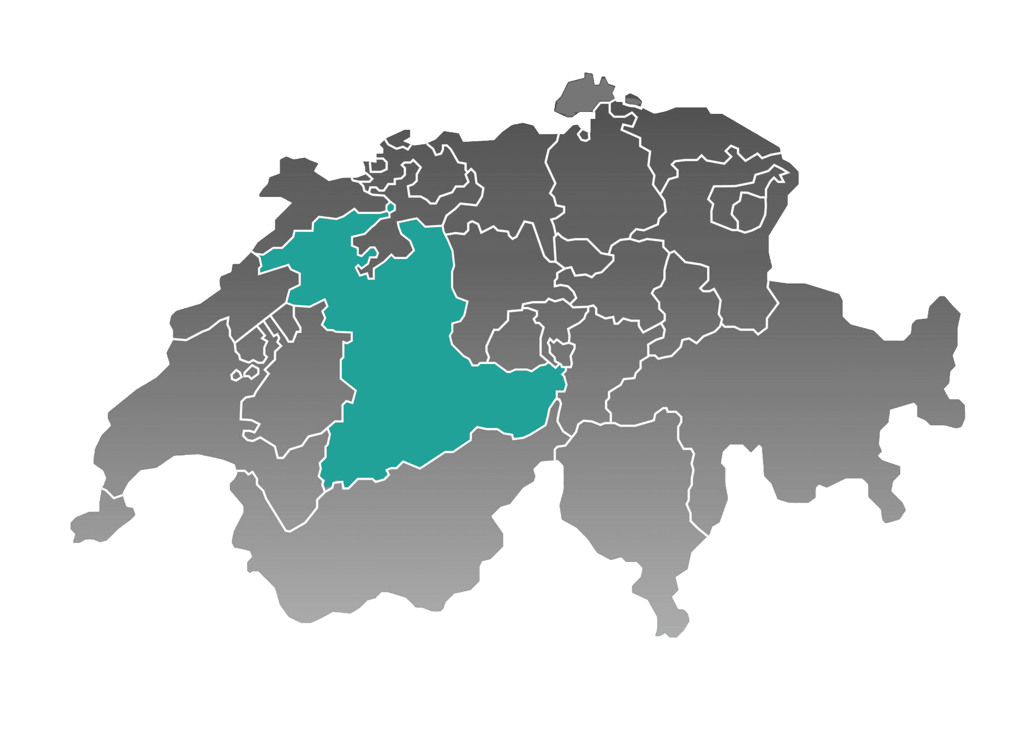 Karte der Schweiz mit Bern hervorgehoben