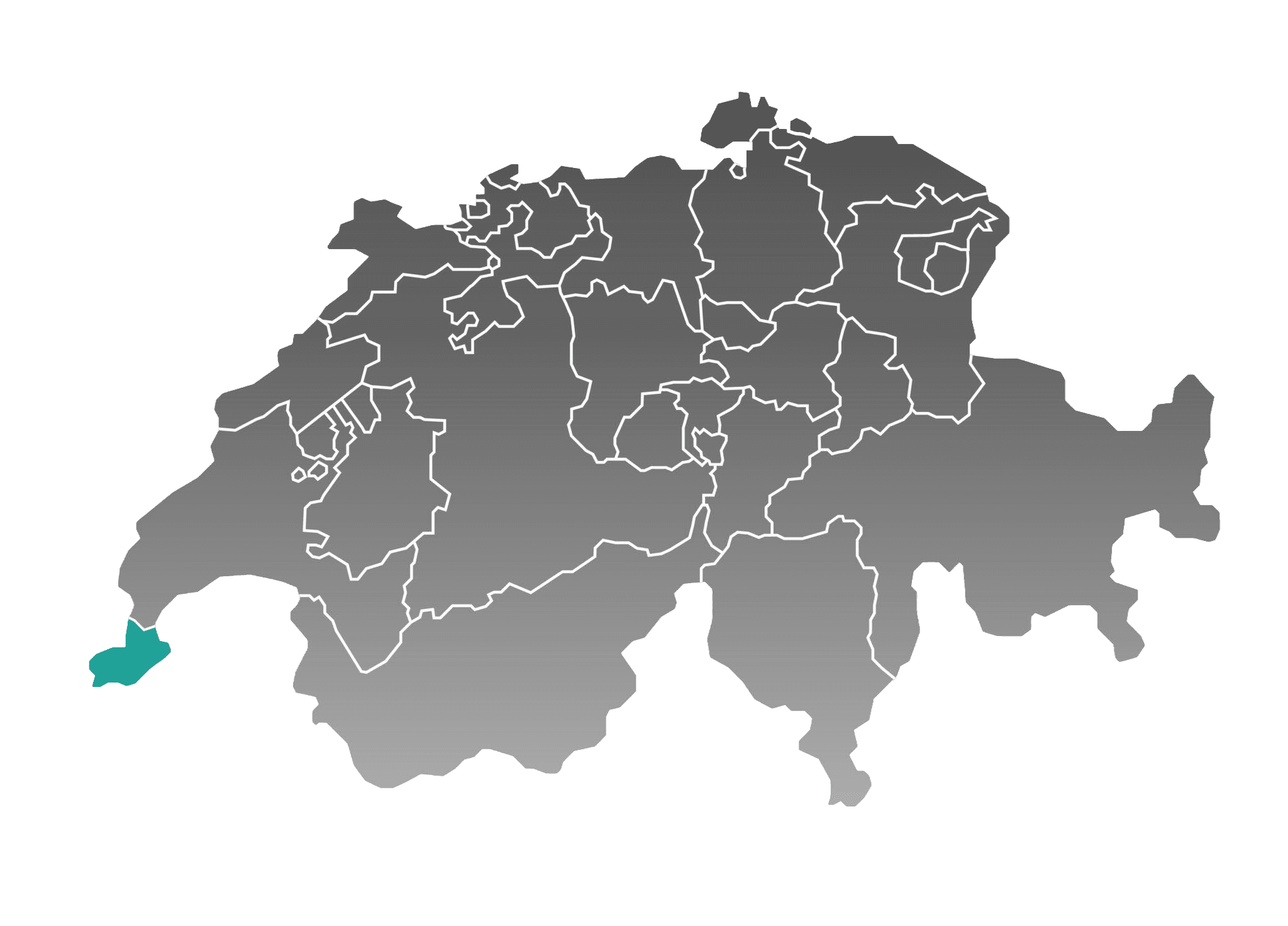 Karte der Schweiz mit Genf hervorgehoben