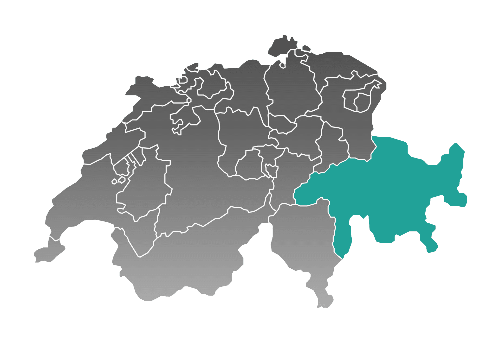 Karte der Schweiz mit Graubünden hervorgehoben