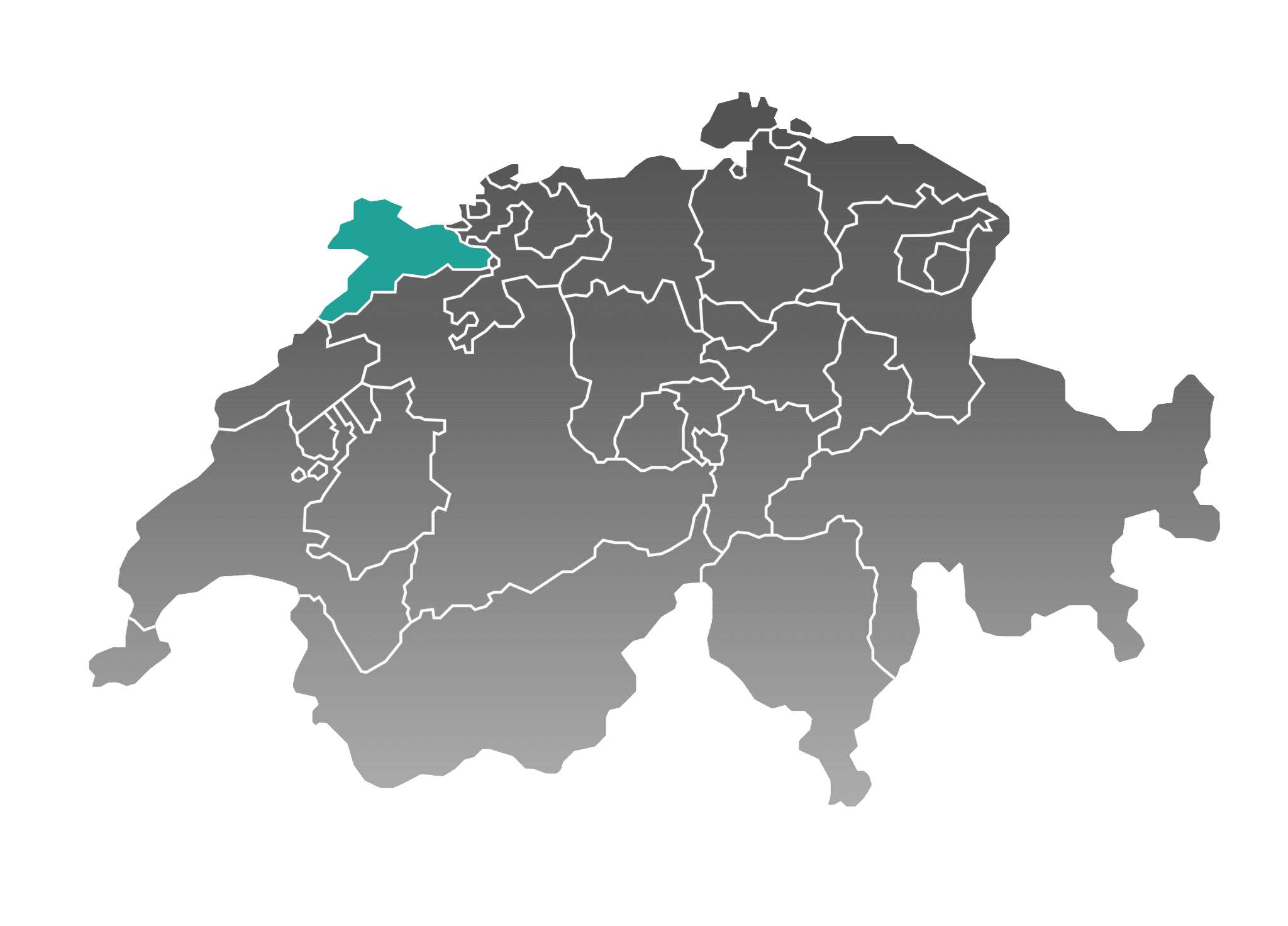 Karte der Schweiz mit Jura hervorgehoben