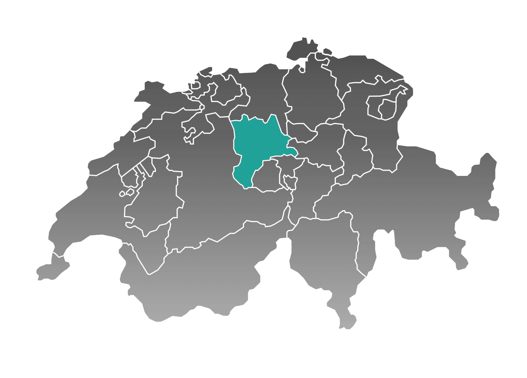 Karte der Schweiz mit Luzern hervorgehoben