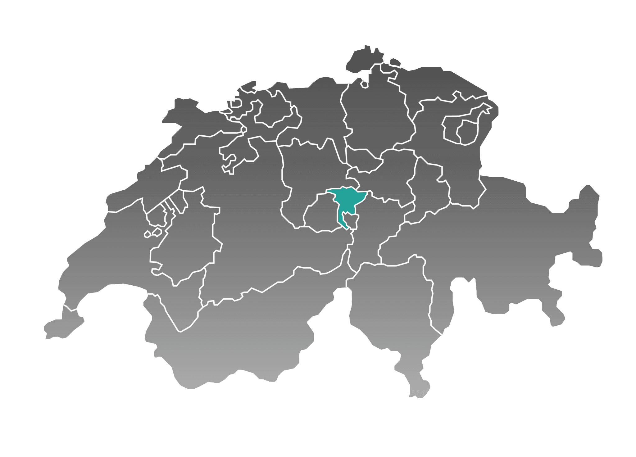 Karte der Schweiz mit Nidwalden hervorgehoben
