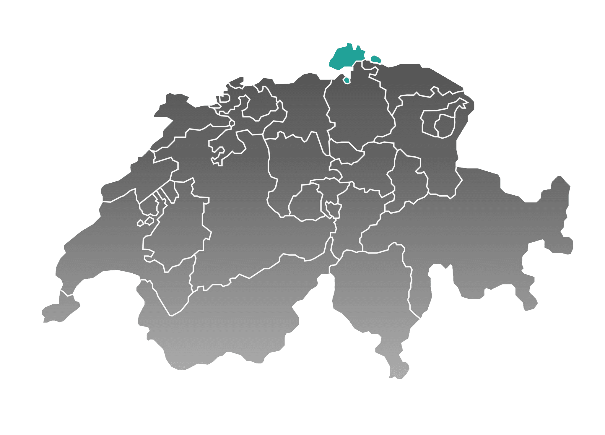 Karte der Schweiz mit Schaffhausen hervorgehoben