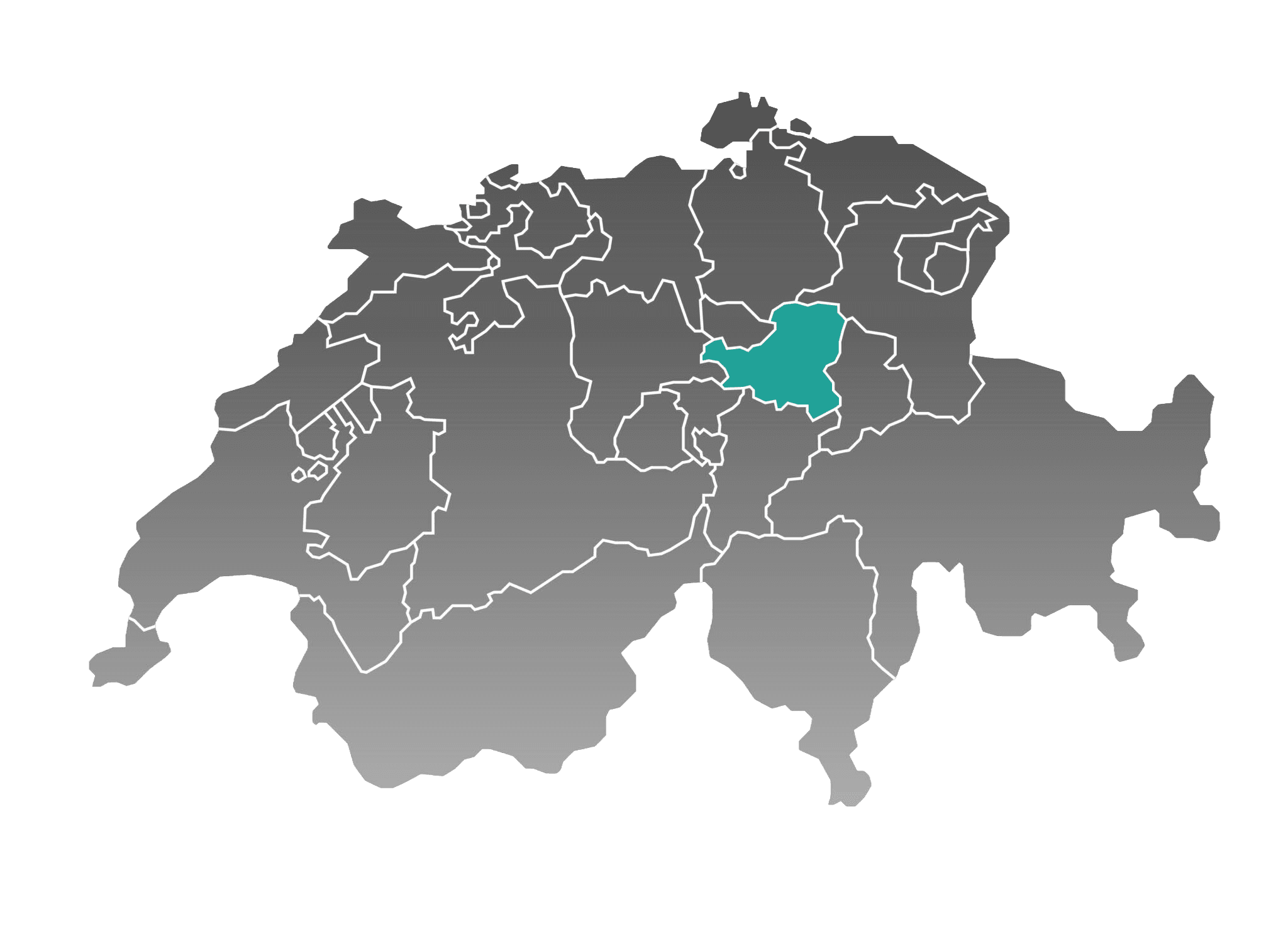 Karte der Schweiz mit Schwyz hervorgehoben
