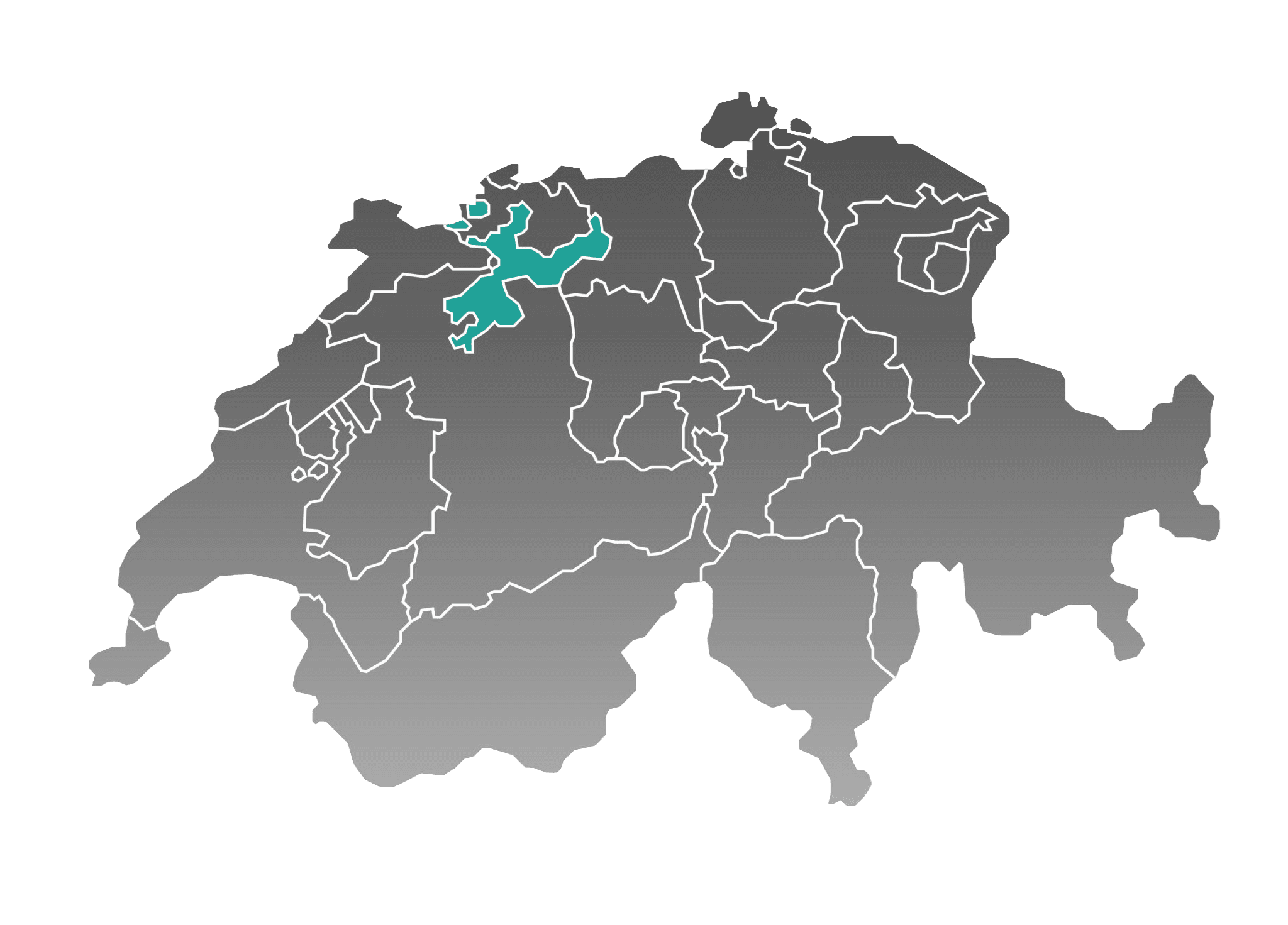 Karte der Schweiz mit Solothurn hervorgehoben
