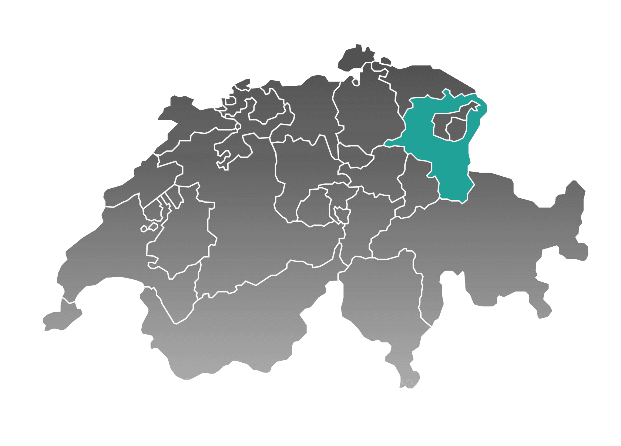 Karte der Schweiz mit St. Gallen hervorgehoben
