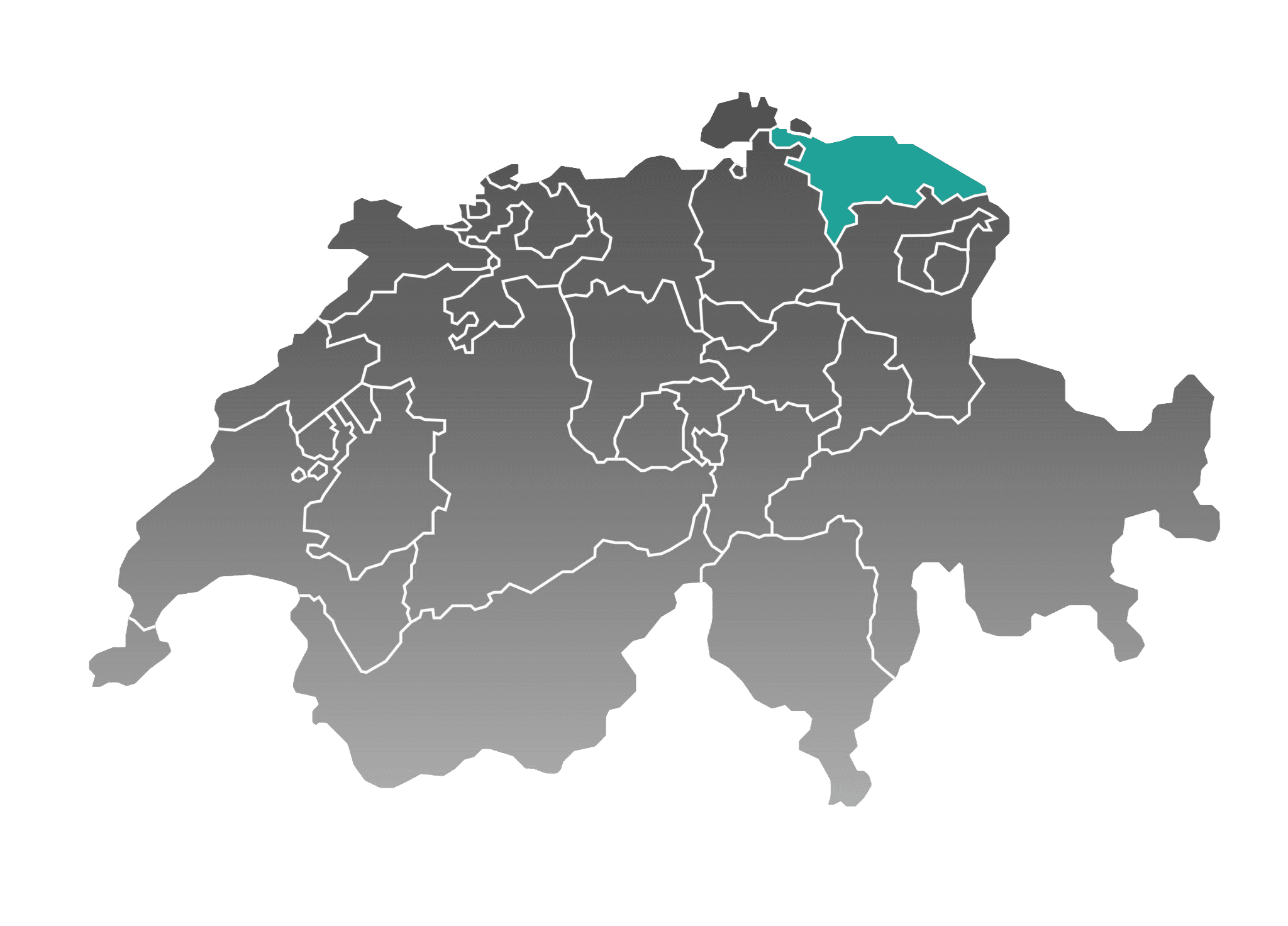 Karte der Schweiz mit Thurgau hervorgehoben