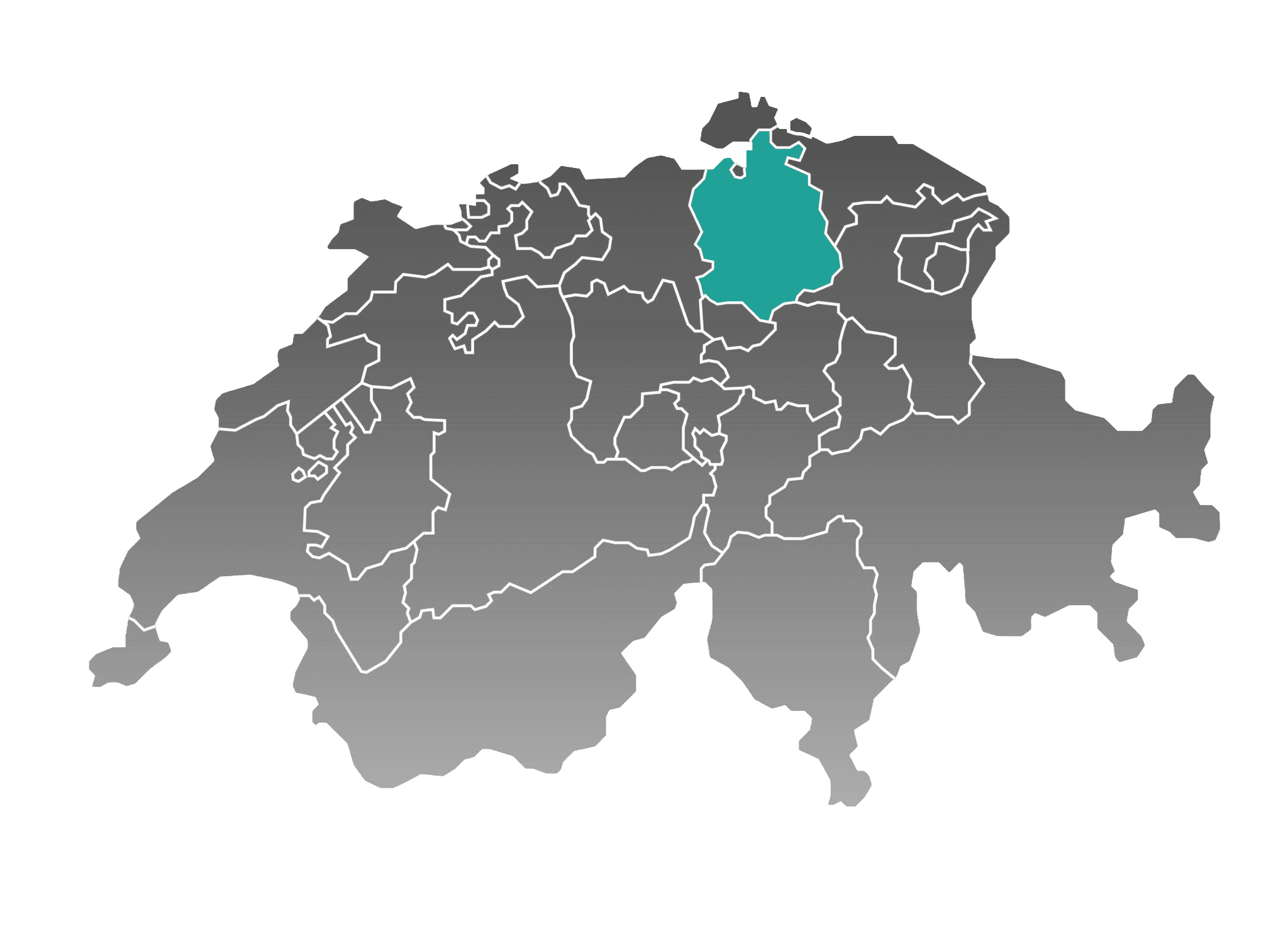 Karte der Schweiz mit Zürich hervorgehoben